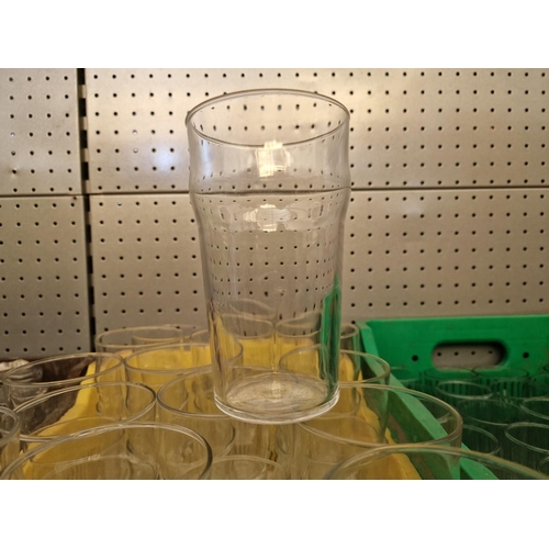 453 - Yellow Crate with Large Qty of Pint Glasses