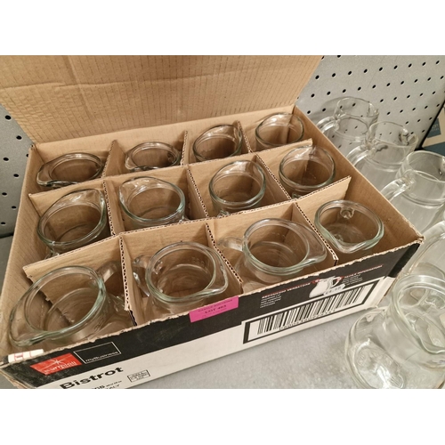 463 - Box of 12 x 'Bistrot' 0.25L Glass Jugs (Made in Italy), Together with 6 x Others