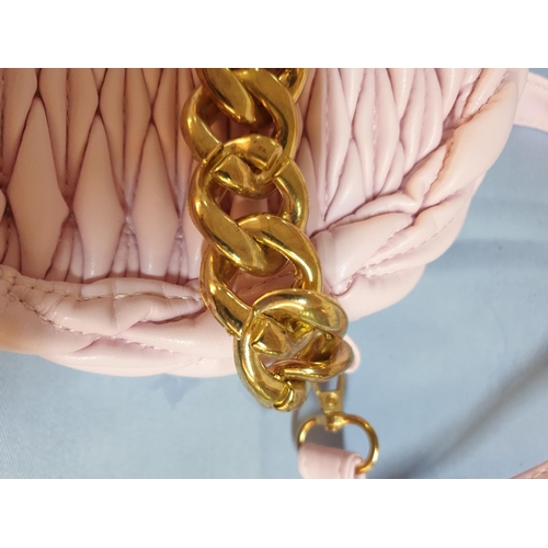 272 - Fancy Pinky Small Shoulder Bag with Decorative Gold Colour Chain (Approx 24 x 15 x 4.5cm)