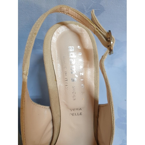 297 - Pair of Light Beige Adam's Vespa Pelle Summer Shoes, Wide Fitting, Slingback Heel, Size 39