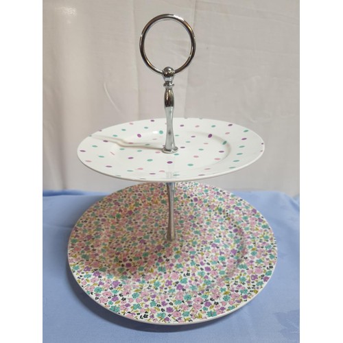 306 - 2 - Tier Cake / Cupcake Sandwich Porcelain Stand (At Home with Ashley Thomas) Together with Porcelai... 