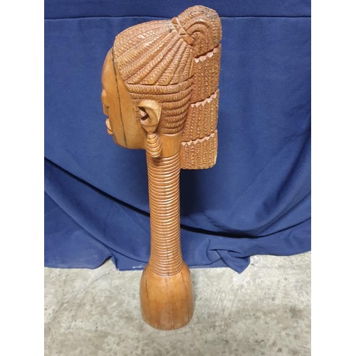 327 - Solid Wood Hand Made Bust of African Woman with Traditional Lon Neck (Neck Ring), (H:52cm)