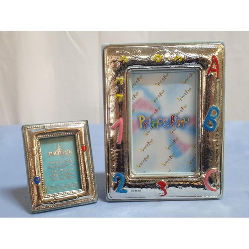 337 - Decorative Clock (10 x 13cm) with Silver Ornate (.925) Together with Princelino Silver (.925) Frames... 