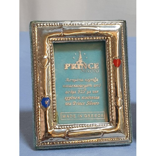 337 - Decorative Clock (10 x 13cm) with Silver Ornate (.925) Together with Princelino Silver (.925) Frames... 