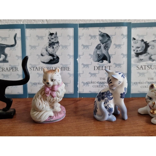 135 - Collection of 5 x 'The Curio Cabinet Cats Collection' Cat Ornaments by Franklin Mint, with Informati... 