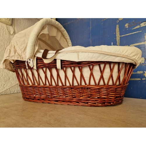 173 - Wicker Baby Basket with Removable Cotton Liner