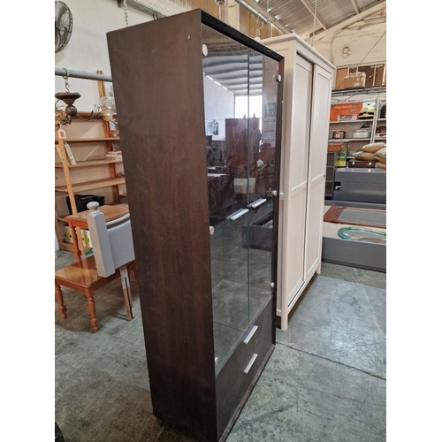 218 - Wenge Colour Display Cabinet with 3 x Glass Shelves and Glass Doors Over 2 Drawers, (Approx. 81 x 40... 