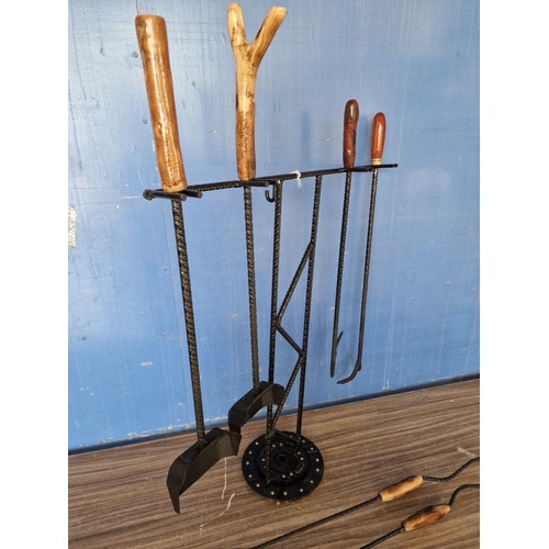 282 - Bespoke / Custom Made Fireside Utility / Companion Set (5-Piece) on Stand with Car Clutch Plate Base