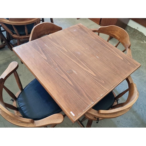 391A - Square Wooden Cafe / Restaurant / Patio Pedestal Table (H:75cm x W:82cm x L:82cm), Together with Set... 