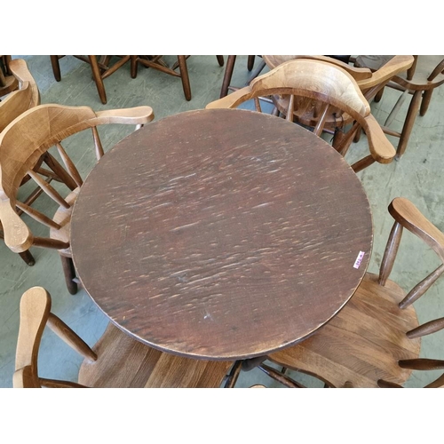 392A - Round Wooden Cafe / Restaurant / Patio Pedestal Table (Ø80cm x H:76cm), Together with Set of 4 x Far... 