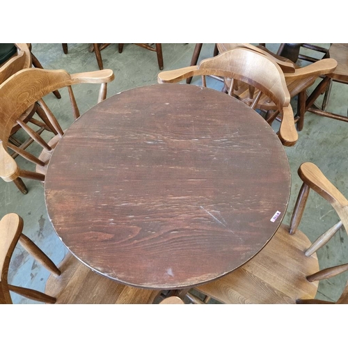 392B - Round Wooden Cafe / Restaurant / Patio Pedestal Table (Ø80cm x H:76cm), Together with Set of 4 x Far... 