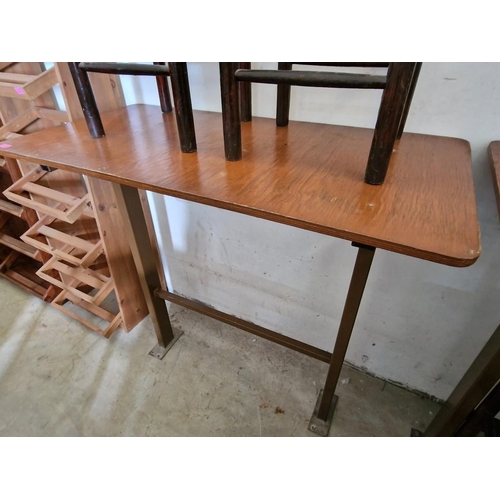 395 - Island Table with Rectangular Wooden Top Over Metal Legs (Need to Bolt to Floor), (L120cm x W:60cm x... 