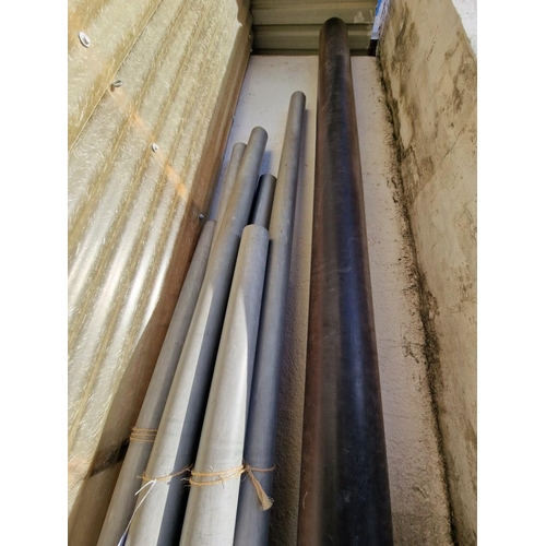 569 - Large Qty of Plastic Drainage Pipes; 3.5m x 16cm, 2m x 8cm, etc