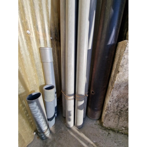 569 - Large Qty of Plastic Drainage Pipes; 3.5m x 16cm, 2m x 8cm, etc