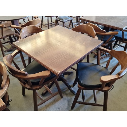 391C - Square Wooden Cafe / Restaurant / Patio Pedestal Table (H:75cm x W:82cm x L:82cm), Together with Set... 