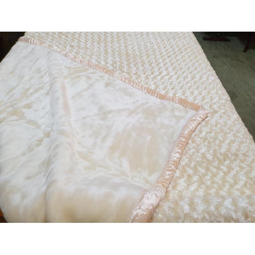 504 - Cream Coloured Acrylic Soft Blanket (220 x 240cm, Some Marks, A/F)