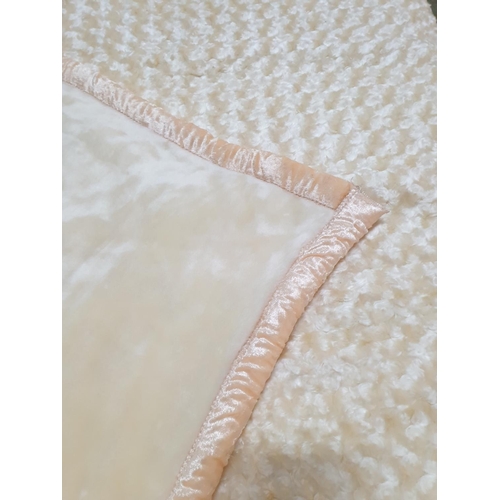 504 - Cream Coloured Acrylic Soft Blanket (220 x 240cm, Some Marks, A/F)