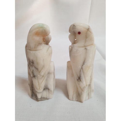 532 - Pair of Soapstone Parrot Bookends (H:10cm each)