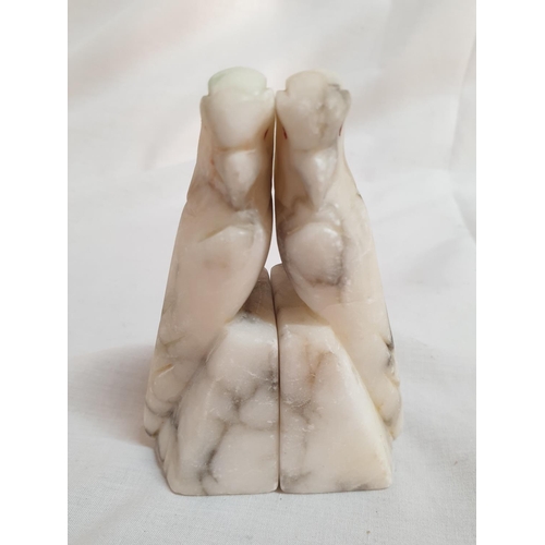 532 - Pair of Soapstone Parrot Bookends (H:10cm each)