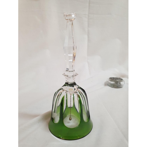 533 - 4 x Glass Collection inc; Bell (Green H:19.5cm) Candle Stick (H:15.5cm) Candle Holder (H:7cm) and Vi... 