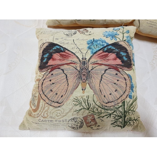 656 - 5 x Soft Fabric Cushions with Butterfly Pattern