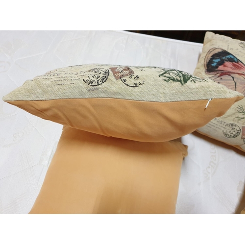 656 - 5 x Soft Fabric Cushions with Butterfly Pattern