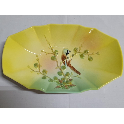 167 - Beswick Vintage Pottery Dish (20 x 33 x 6.5cm) and  Yellow with Bird Pattern Bowl (Ø24.5 x 9cm)