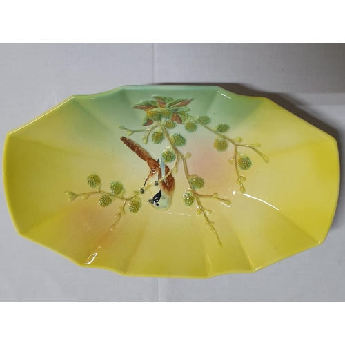 167 - Beswick Vintage Pottery Dish (20 x 33 x 6.5cm) and  Yellow with Bird Pattern Bowl (Ø24.5 x 9cm)