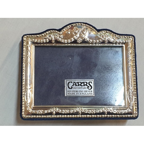 169 - Carrs Silverware .925 Silver Ornate Frame in Original Box  (10 x 11.5cm)