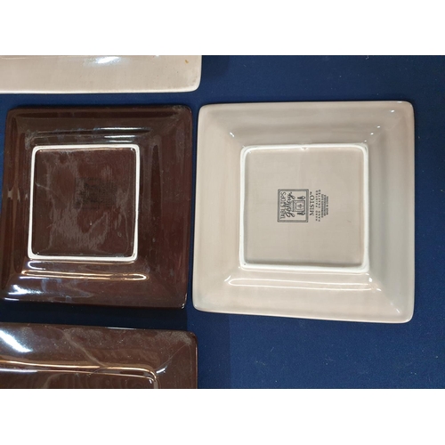 358 - 7 x Modern Ceramic Square Dinner Plates (27 x 27cm each) Together with 7 x Matching Side Plates (21 ... 