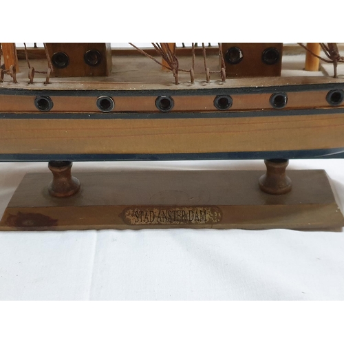 368 - Hand Made Wooden Ship Model (Stad Anster Dam) Approx 39 x 35cm