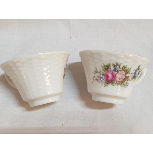 509 - Porcelain Mini 6 + 6 Cups with Saucers Coffee Set with Floral Pattern