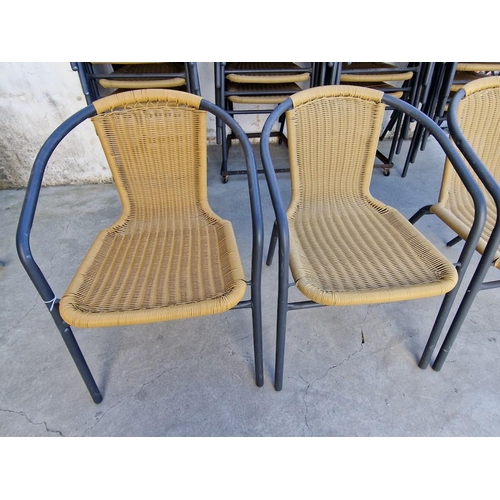 110 - Set of 5 x Metal and Ratan Garden Arm Chairs / Bistro Chairs, Stackable, * Look Unused *, (5)