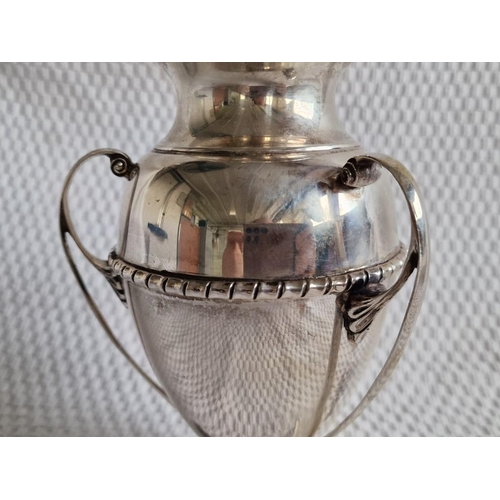 21 - Decorative Silver (.900) Vase / Urn, 3-Footed with Curved Handles, (Approx. H: 16cm, 341g)