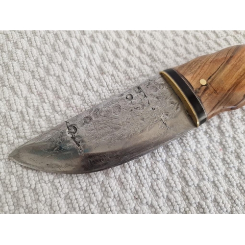 276 - Bushcraft Knife with Olive Wood Handle and Tool Steel Blade, (Approx. 9cm Blade, 20cm Overall)