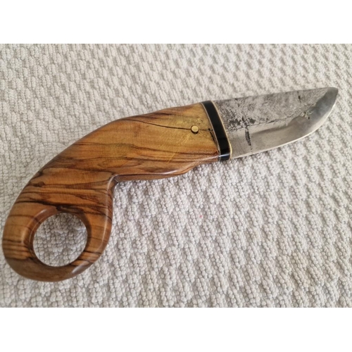 276 - Bushcraft Knife with Olive Wood Handle and Tool Steel Blade, (Approx. 9cm Blade, 20cm Overall)