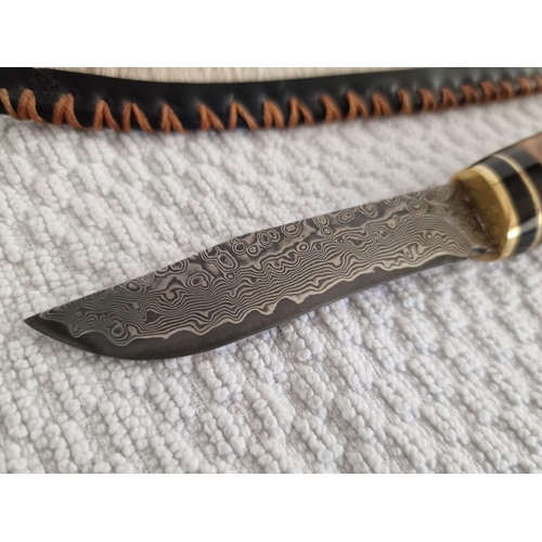 277 - Bespoke / Custom Made Bowie Hunting Knife with VG-10 Japanese Steel and Olive Wood, Micarta & Brass ... 