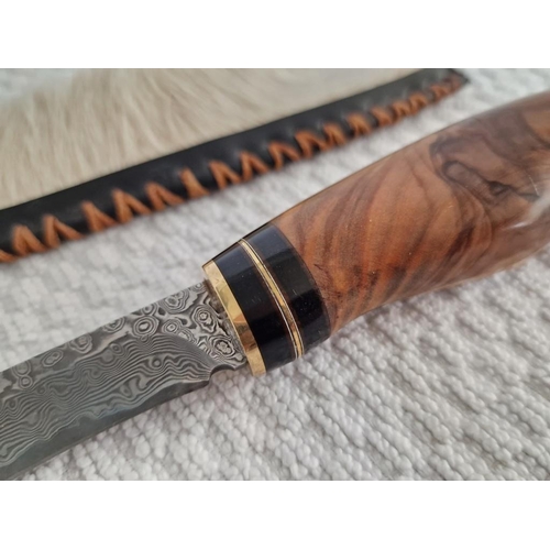 277 - Bespoke / Custom Made Bowie Hunting Knife with VG-10 Japanese Steel and Olive Wood, Micarta & Brass ... 