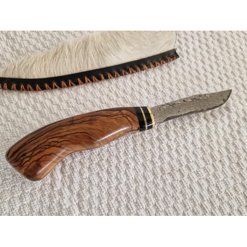 277 - Bespoke / Custom Made Bowie Hunting Knife with VG-10 Japanese Steel and Olive Wood, Micarta & Brass ... 