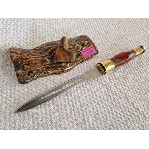 279 - Bespoke / Custom Made Fantasy Dagger / Extreme Letter Opener! Tool Steel with Brass, Olive Wood and ... 