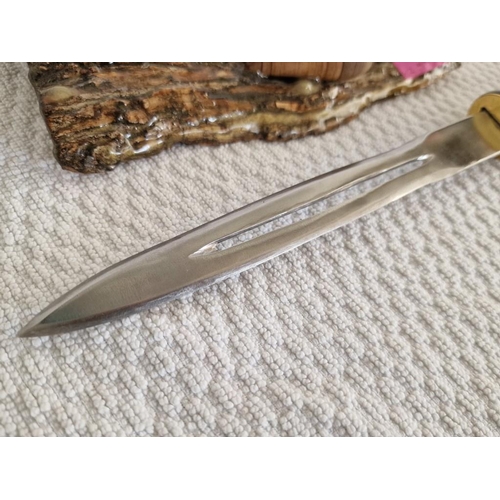 279 - Bespoke / Custom Made Fantasy Dagger / Extreme Letter Opener! Tool Steel with Brass, Olive Wood and ... 