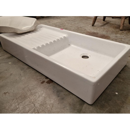 567 - Vintage Porcelain Farmhouse Style Sink Unit with Drainer, (Approx. 100 x 50 x 15cm), Together with S... 