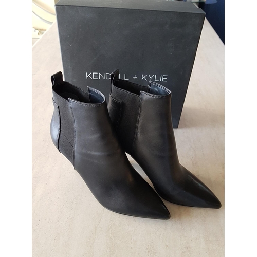 602 - Pair of Kendall & Kylie Black Boots with Modern High Heel, Size 38 (Un-Used, Boxed)