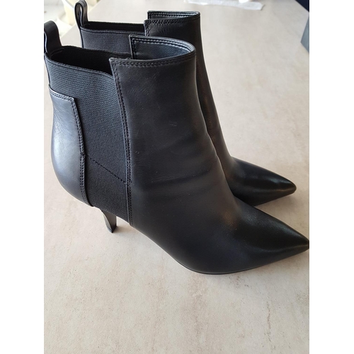 602 - Pair of Kendall & Kylie Black Boots with Modern High Heel, Size 38 (Un-Used, Boxed)