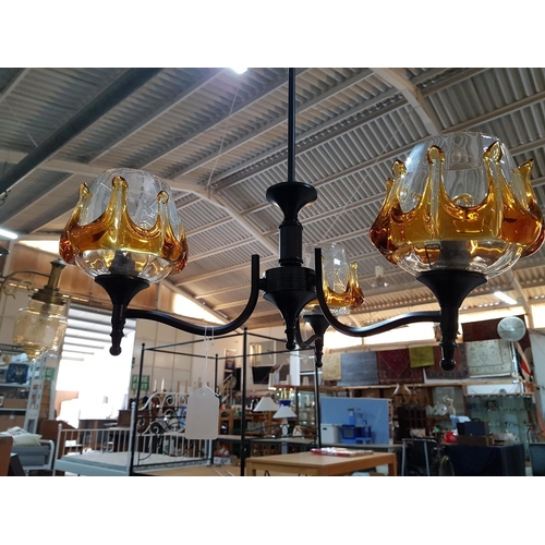 608 - 3 - Tier Murano Style Chandelier, H:52.5cm (A/F)