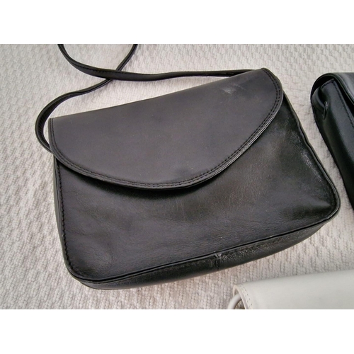 611 - White / Navy Blue  / Black Small Leather Shoulder Bag