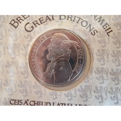 618 - Great Britons 'Medallic First Day Cover'; Robert the Bruce, 10th July 1974 with 4 & 1/2 Pence Stamp ... 