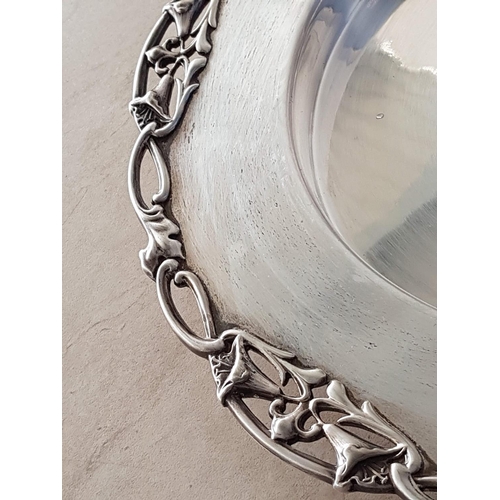 634 - Vintage Heavy Silver Plated Tray with Floral Rim (Approx. Ø:31cm)