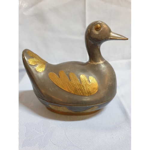 723 - Assorted Collection of Ornaments inc; White Metal / Brass Duck, H:12.5cm, Wooden / Ceramic Turtle, H... 