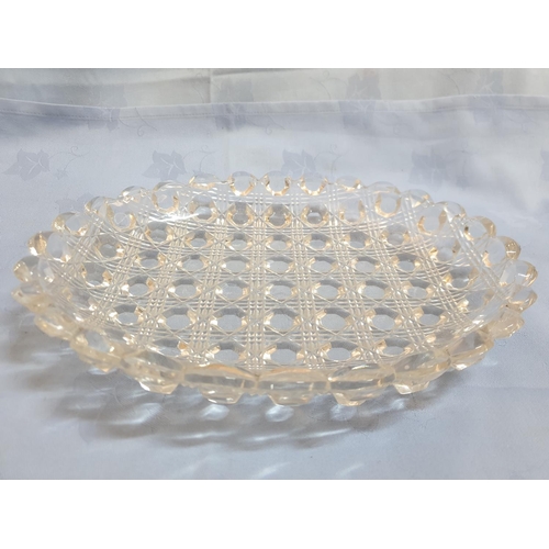 736 - Vintage Cut Glass Dish (Oval 21 x 27cm, A/F Little Chipped) Together with Retro Viners Stainless Ste... 